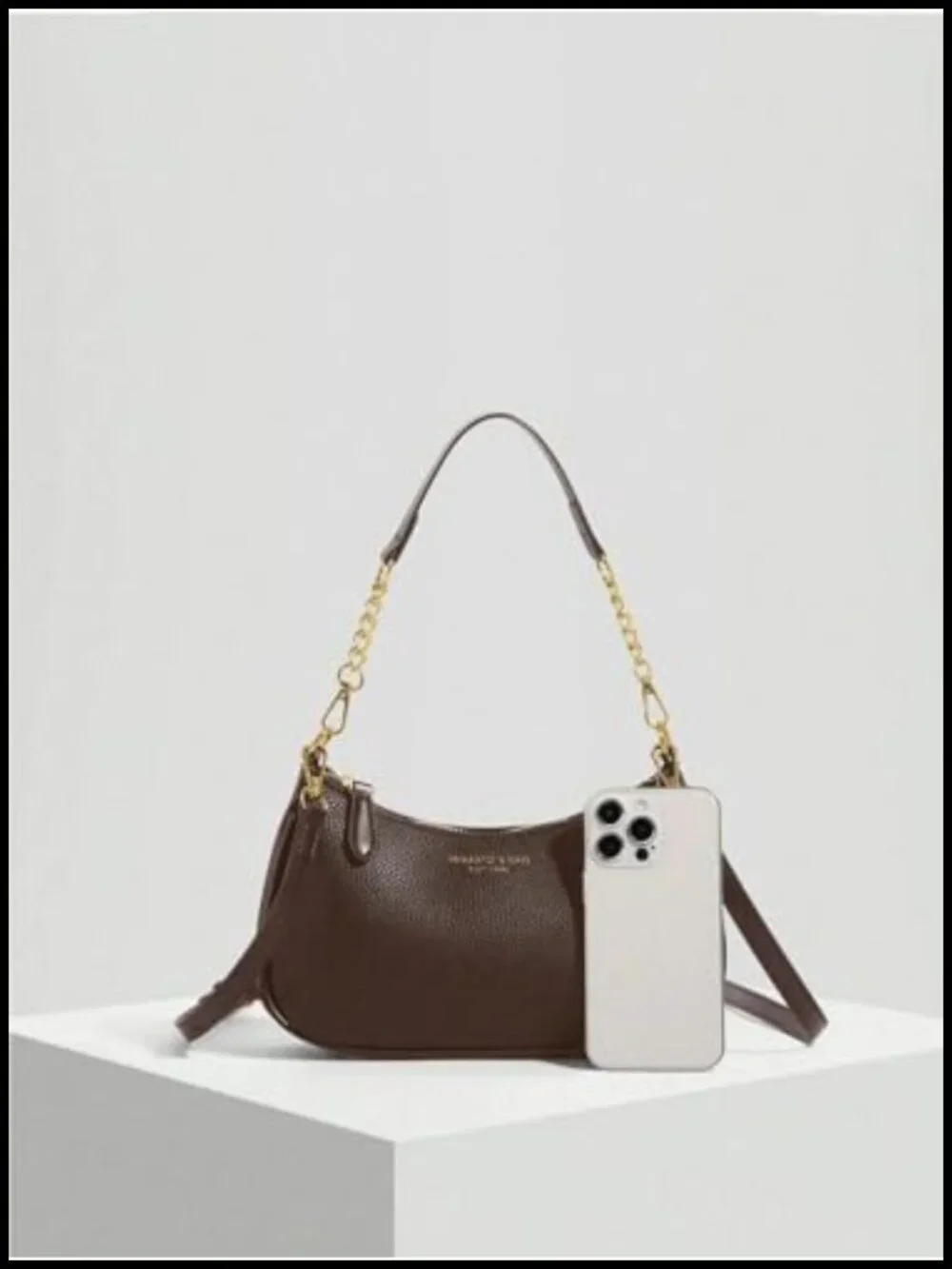 PU Leather Shoulder Bag Small Hobo Clutch Purse Crossbody with Gold Chain